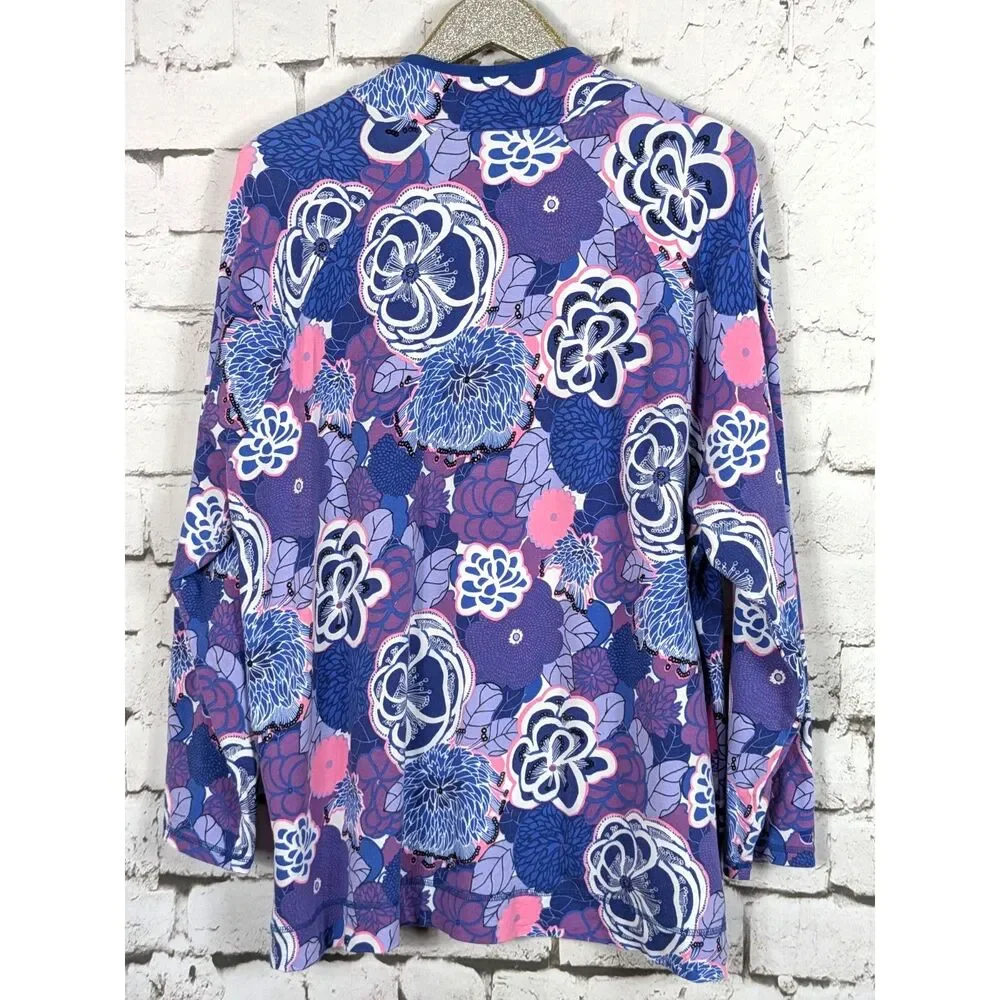 T by TALBOTS 1/4 Zip French Terry Knit Sporty Top Colorful Soft Athleisure 3X